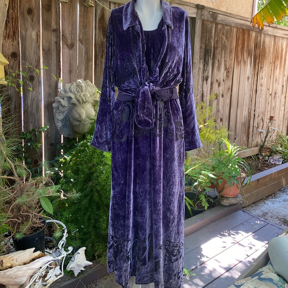 Silk velvet burnout maxi dress and shirt combo